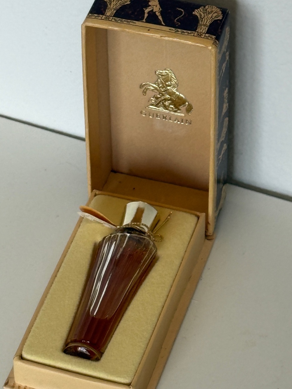 GUERLAIN Amber and Gold Perfume Bottle in Presentation Box
